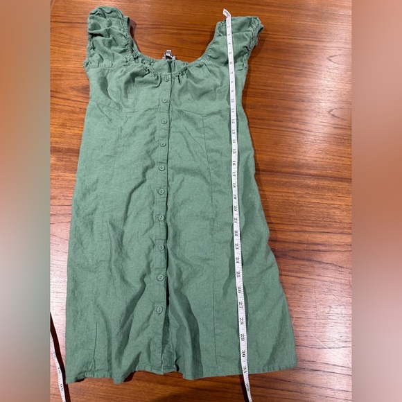 Madewell Margie Mini Dress Trellis Green Size 2 Linen Blend Sweetheart Neckline - Picture 8 of 8